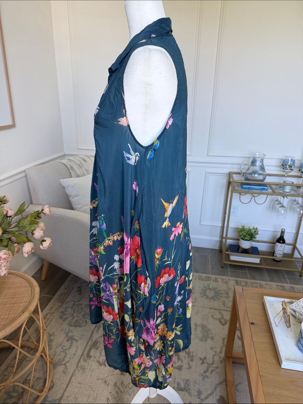 Johnny Was Summy Long Tunic Dress Dark Floral Boho Small - Picture 8 of 14